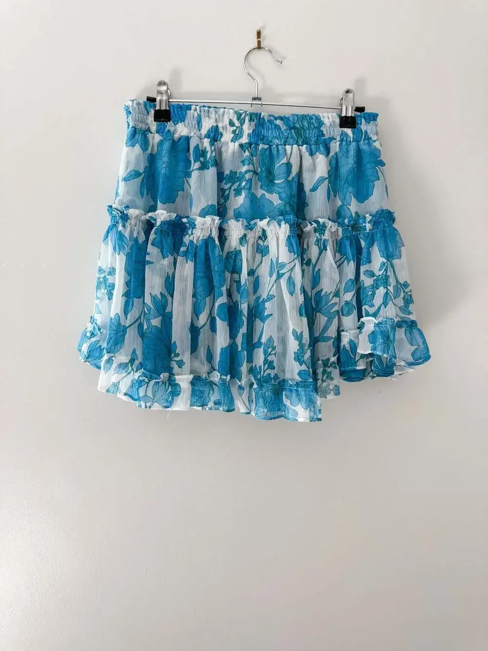 MISA Los Angeles Marion Skirt in Turquoise Flora medium flowy medium